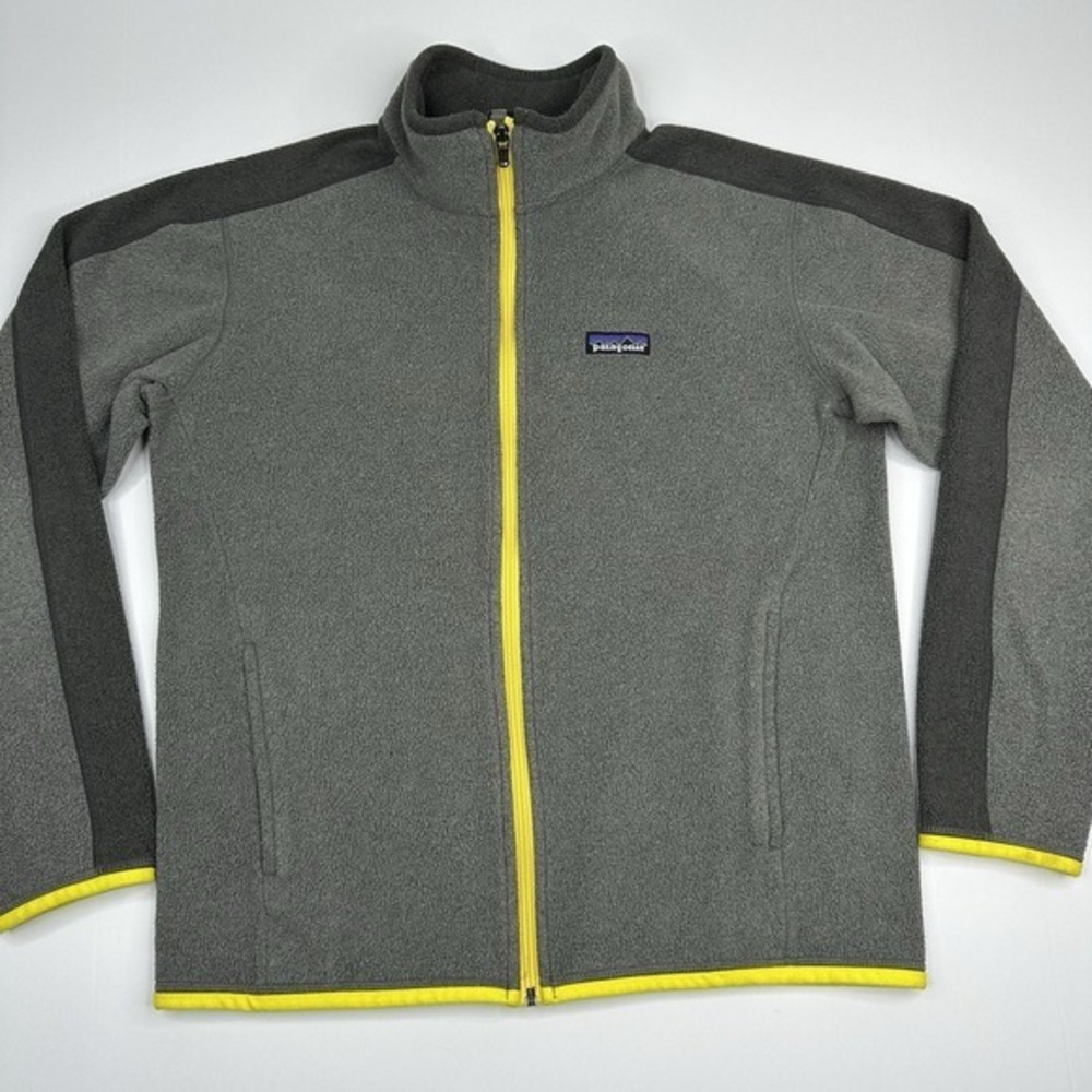 Patagonia Mens Araveto Brushed Fleece Full Zip Jacket Gray Yellow 27427 Size‎ S